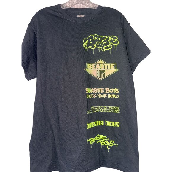 Beastie Boys FACT Graphic T-Shirt Black Medium Neon Green Print - Picture 2 of 4
